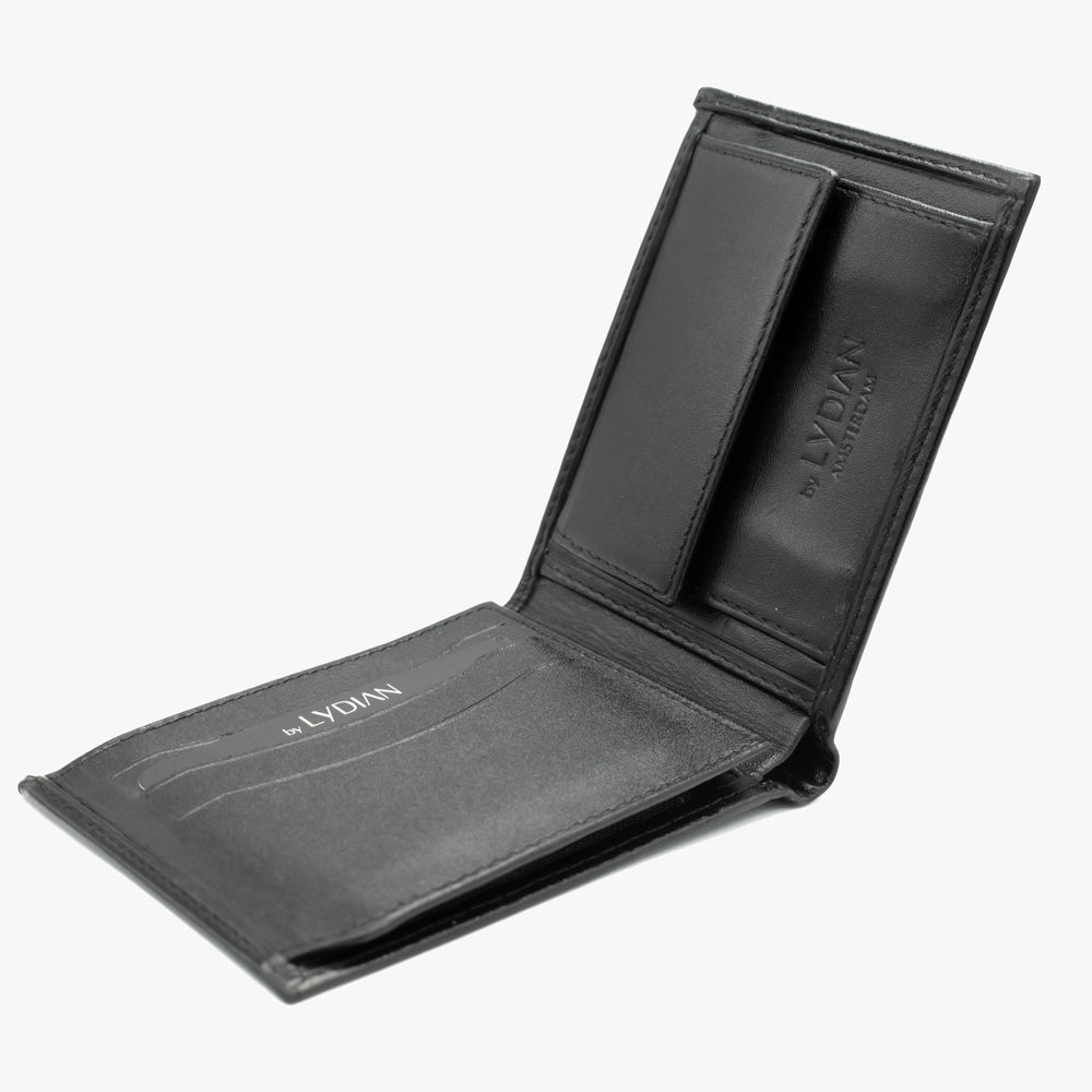Engraving leather wallet - Black -1155-M1