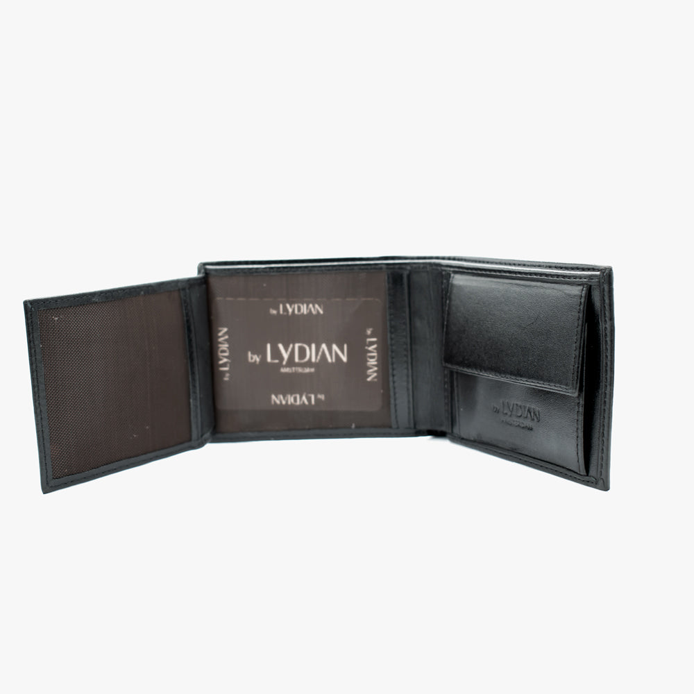 Engraving leather wallet - Black -1155-M1