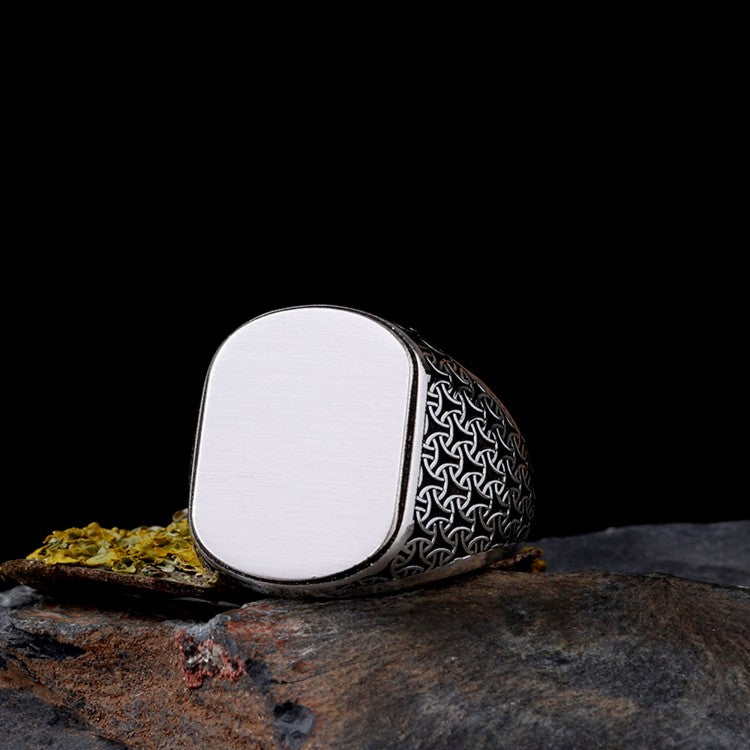 925 Sterling Silver Men's Ring with Own Name Engraving -1