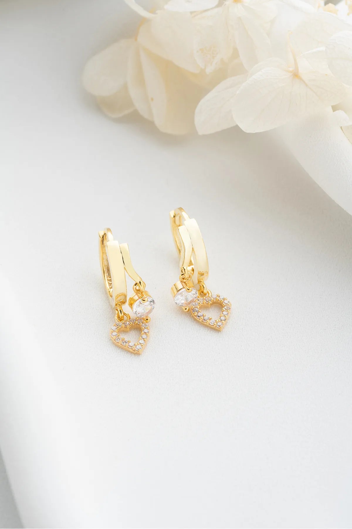 Double Heart Glow - 925 sterling silver earrings