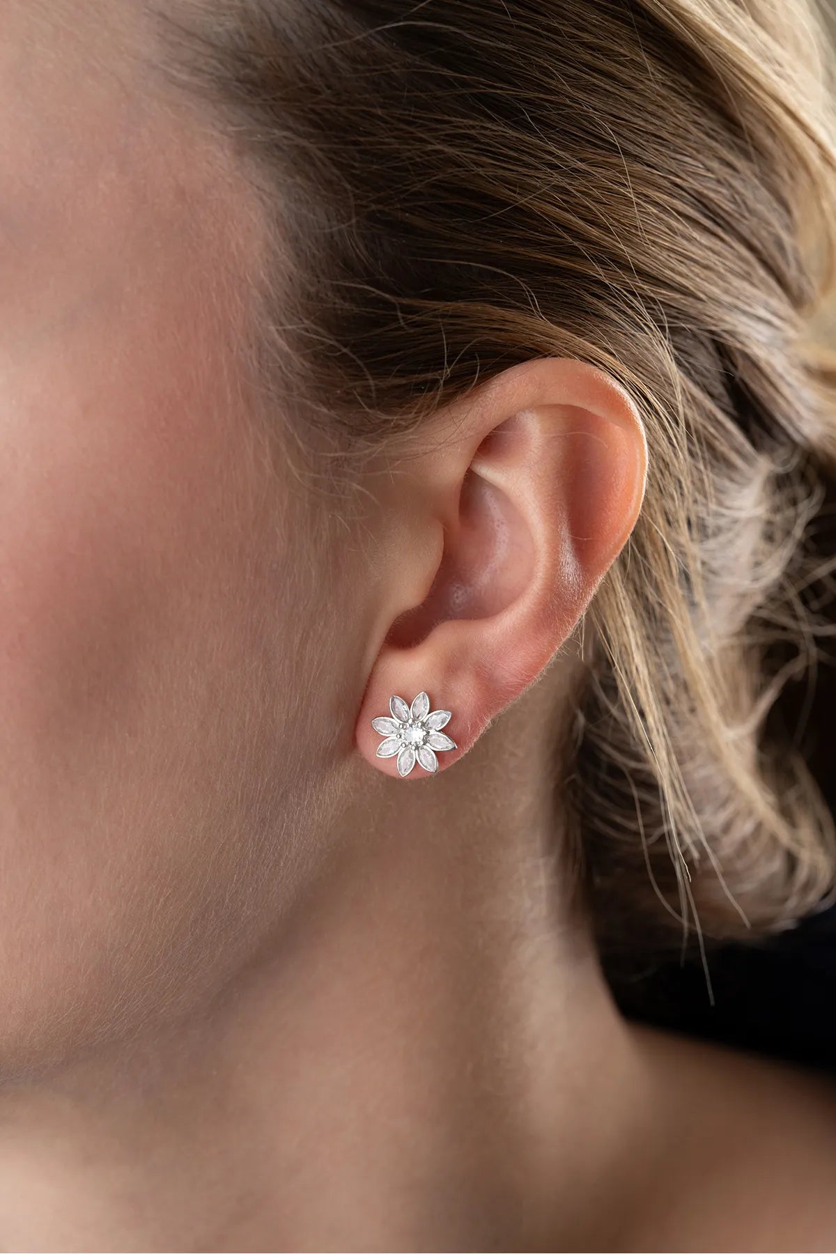 Lotus Shine Earrings - 925 Silver