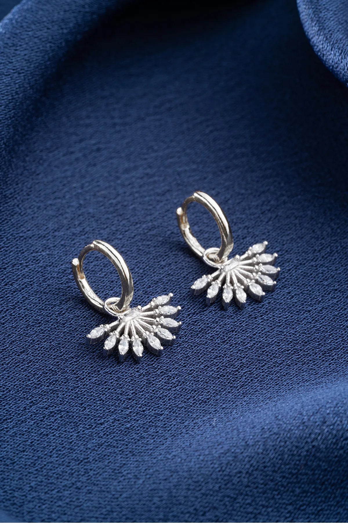 Sunburst earrings - 925 Silver & Gilded with Zirconia