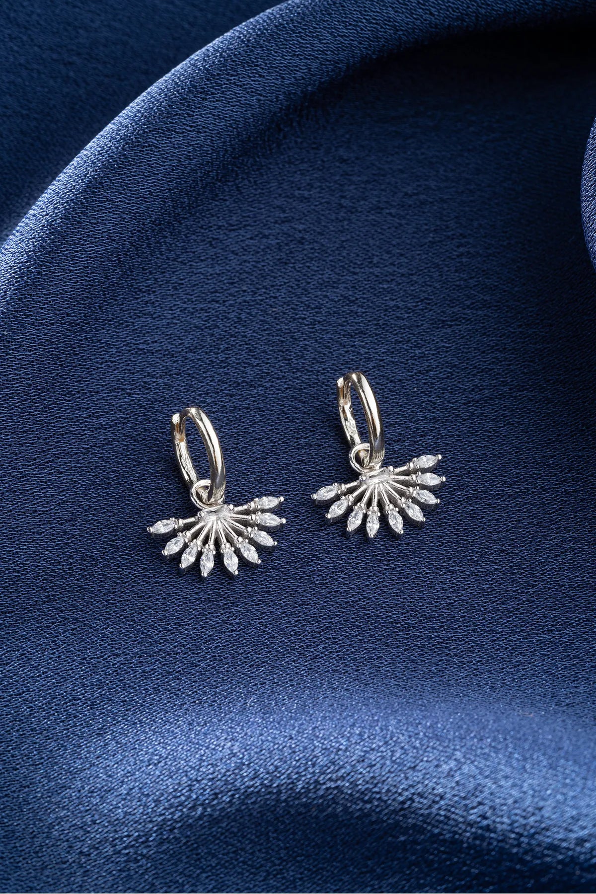 Sunburst earrings - 925 Silver & Gilded with Zirconia