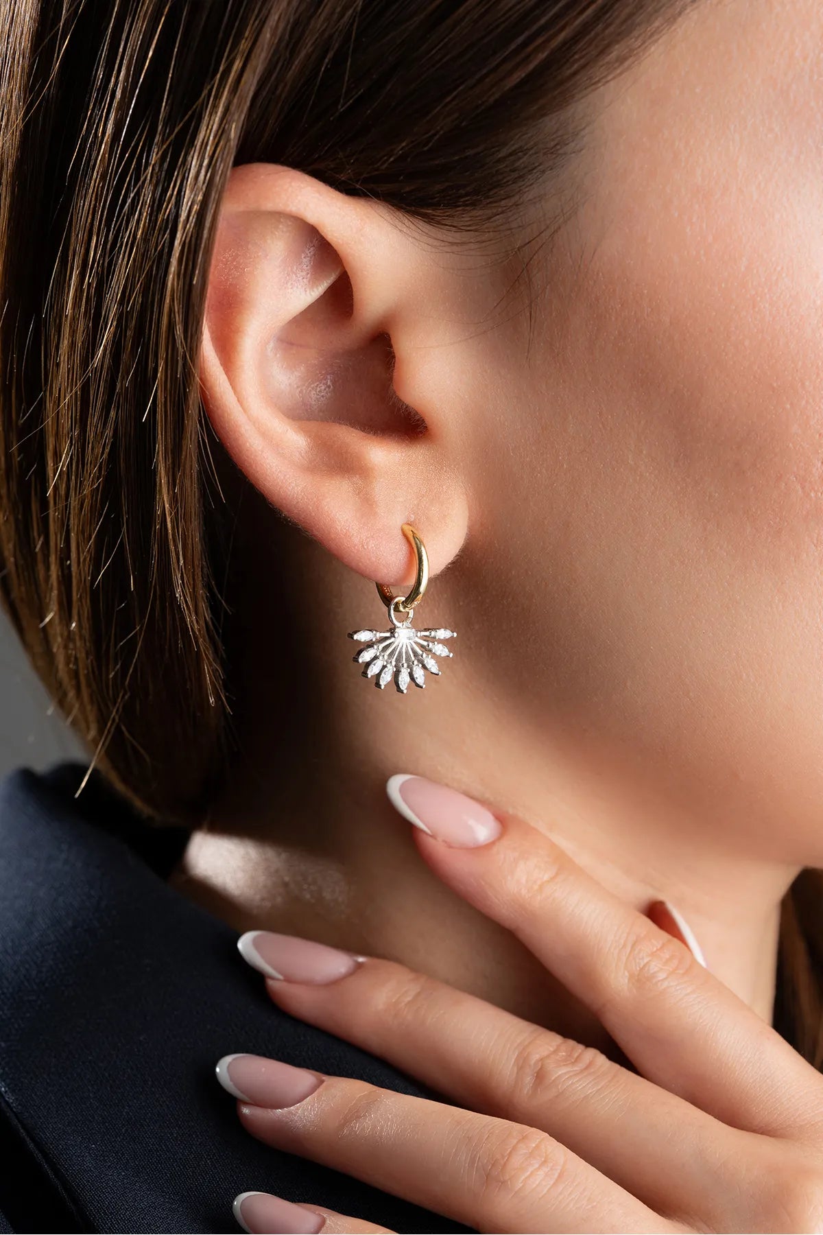 Sunburst earrings - 925 Silver & Gilded with Zirconia