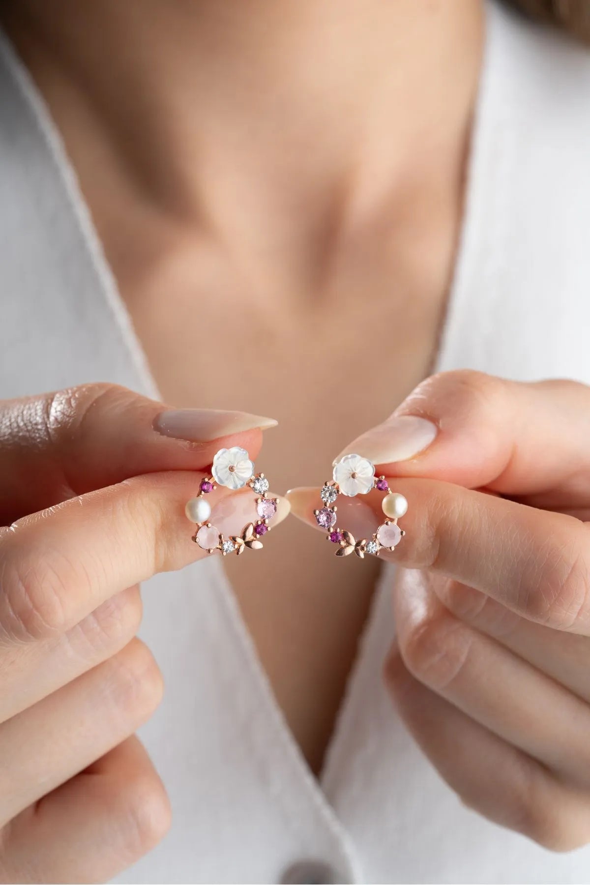 Blush bloom - 925 sterling silver earrings