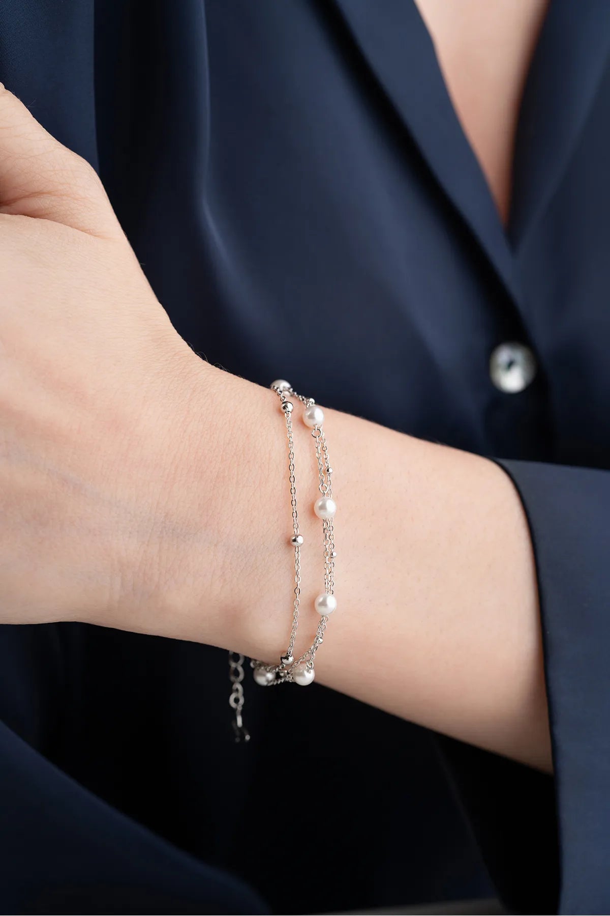 Pearl bracelet of 925 sterling silver - by Lydian