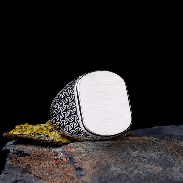 925 Sterling Silver Men's Ring with Own Name Engraving -1