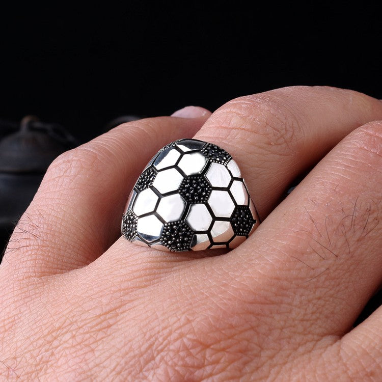 925 Sterling silver football men's ring