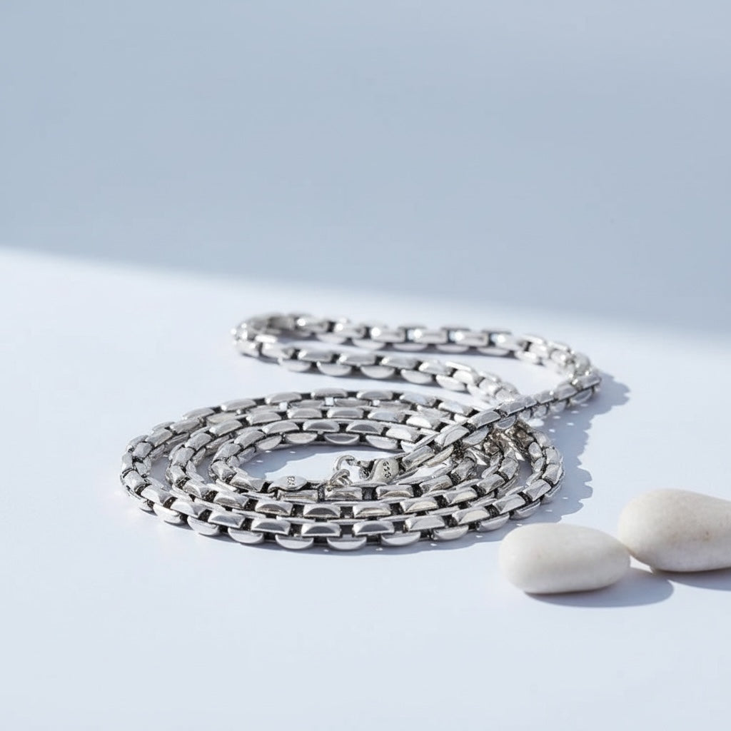 925 Sterling Silver Men's Rope Chain – 63 cm
