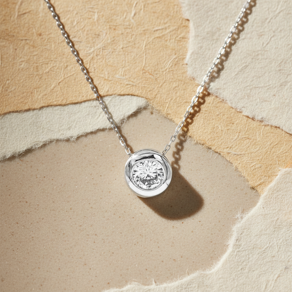 Solitaire necklace pendant in silver