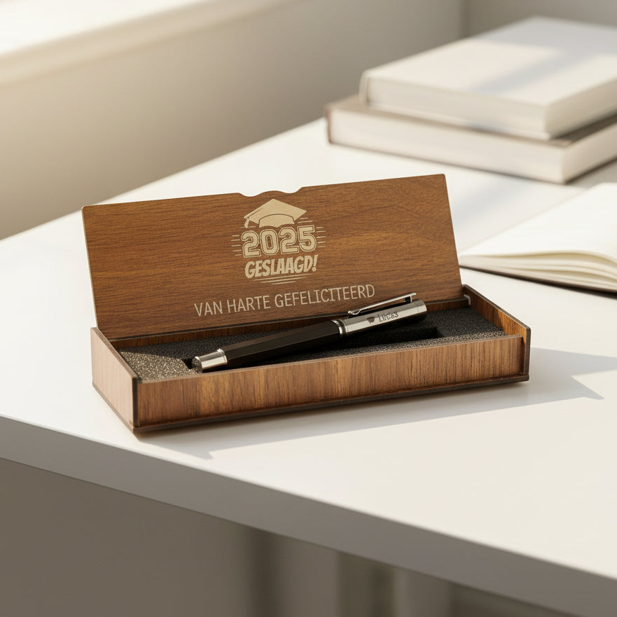 Personalized luxury pen set - engraved wooden box - successful gift