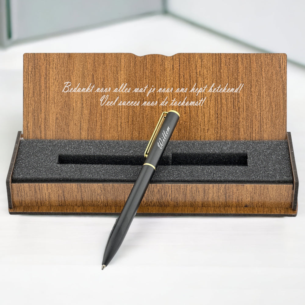 Gepersonaliseerde Penset - Schrijfset met Gegraveerde Houten Doosje BLP112T