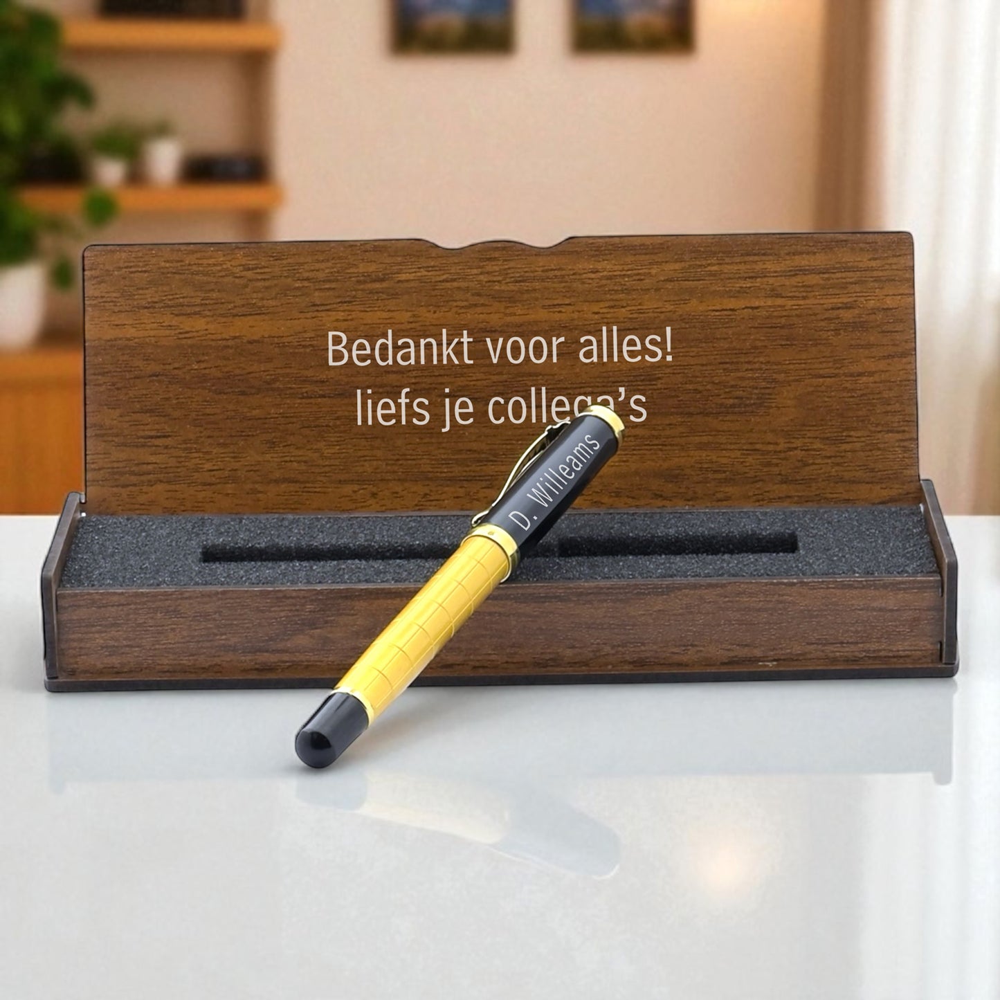 Personalized Rollerball Pen Writing Set with Engraved Wooden Box BLP1214-R