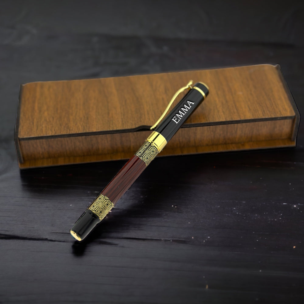Personalized PEN - Writing set with engraved wooden box BLP1217R