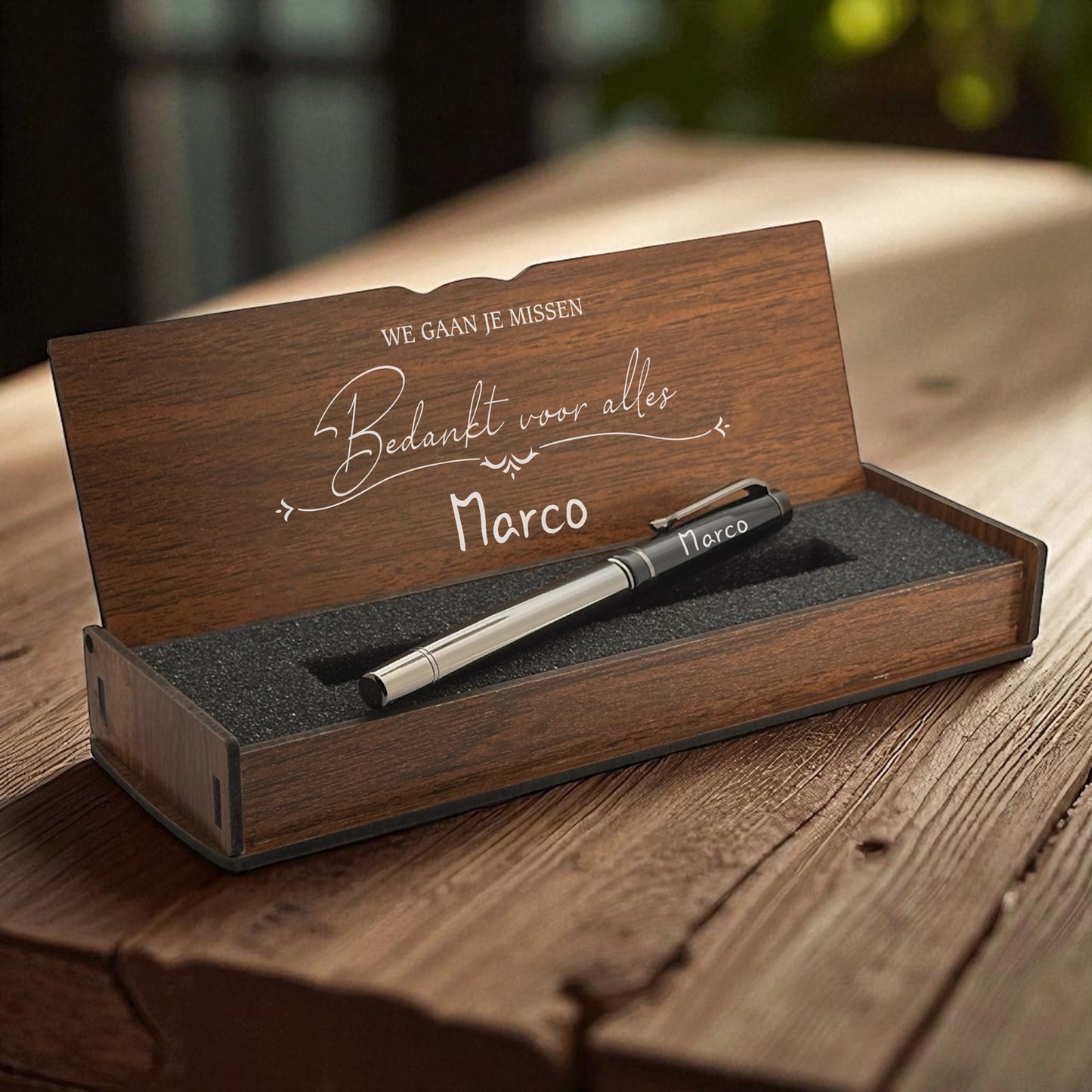 Personalized Pen Set - Writing Set with Engraved Wooden Box BLPI2021
