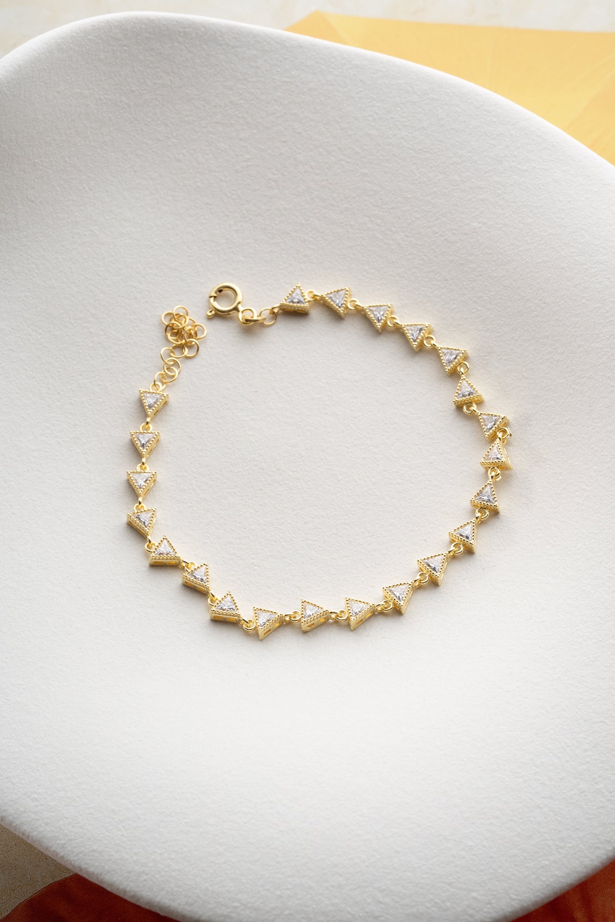 Triangle Shaped Bracelet with Gold Plated & Zirconia