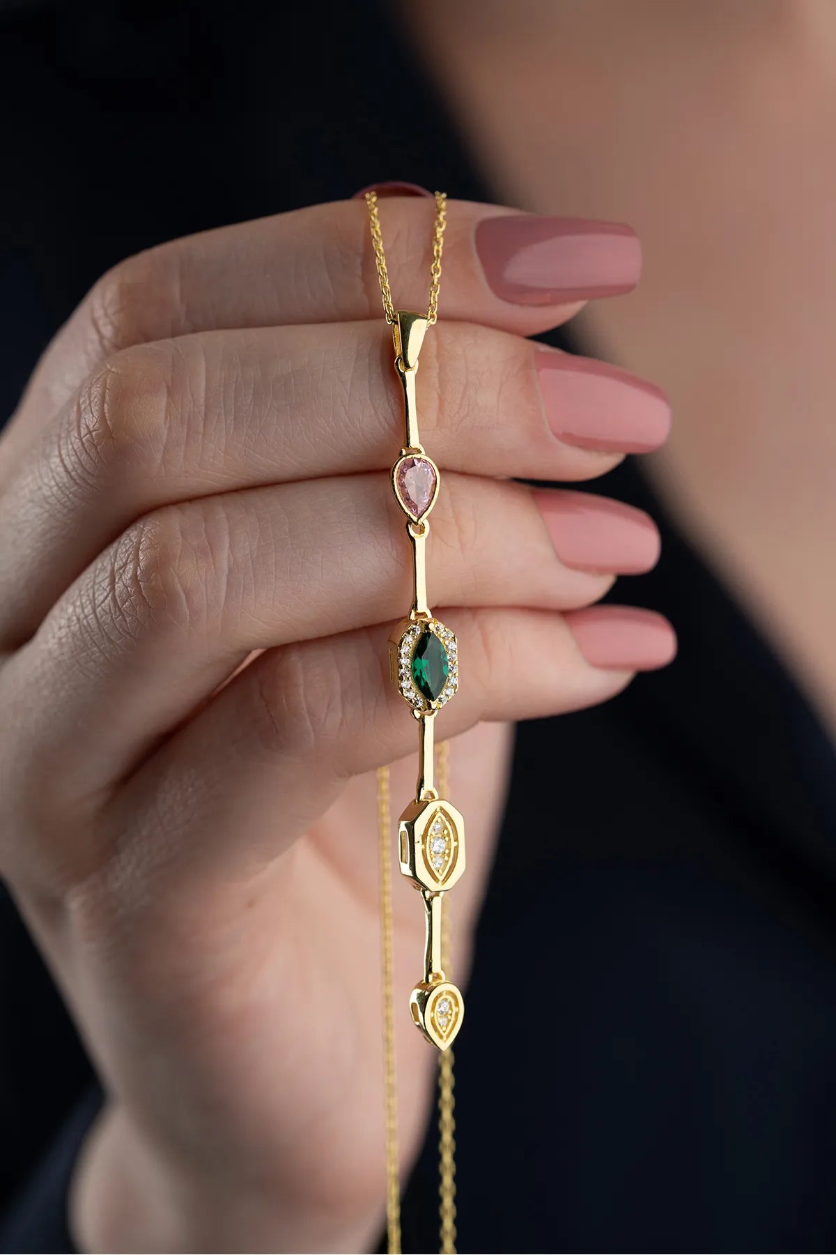 Serenay Necklace of 925 silver with colorful stones