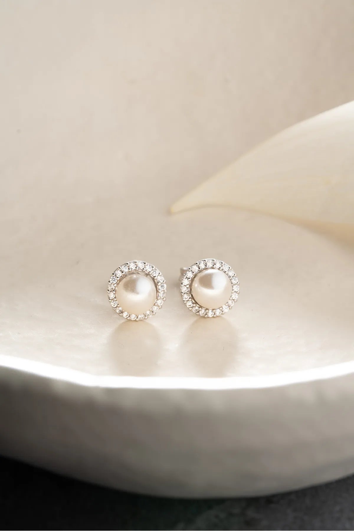925 Sterling Zilveren Oorbellen met Parel en Zirkonia