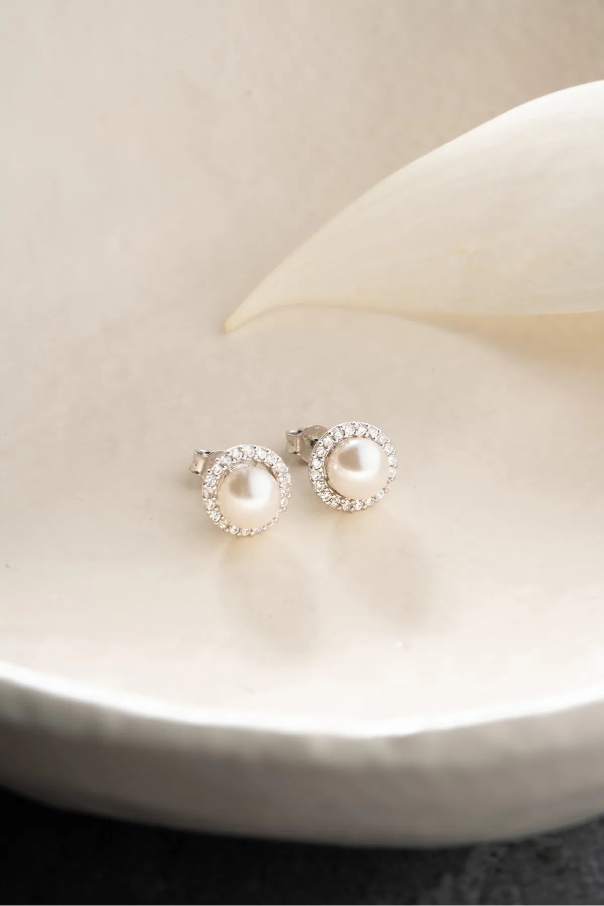925 Sterling Zilveren Oorbellen met Parel en Zirkonia