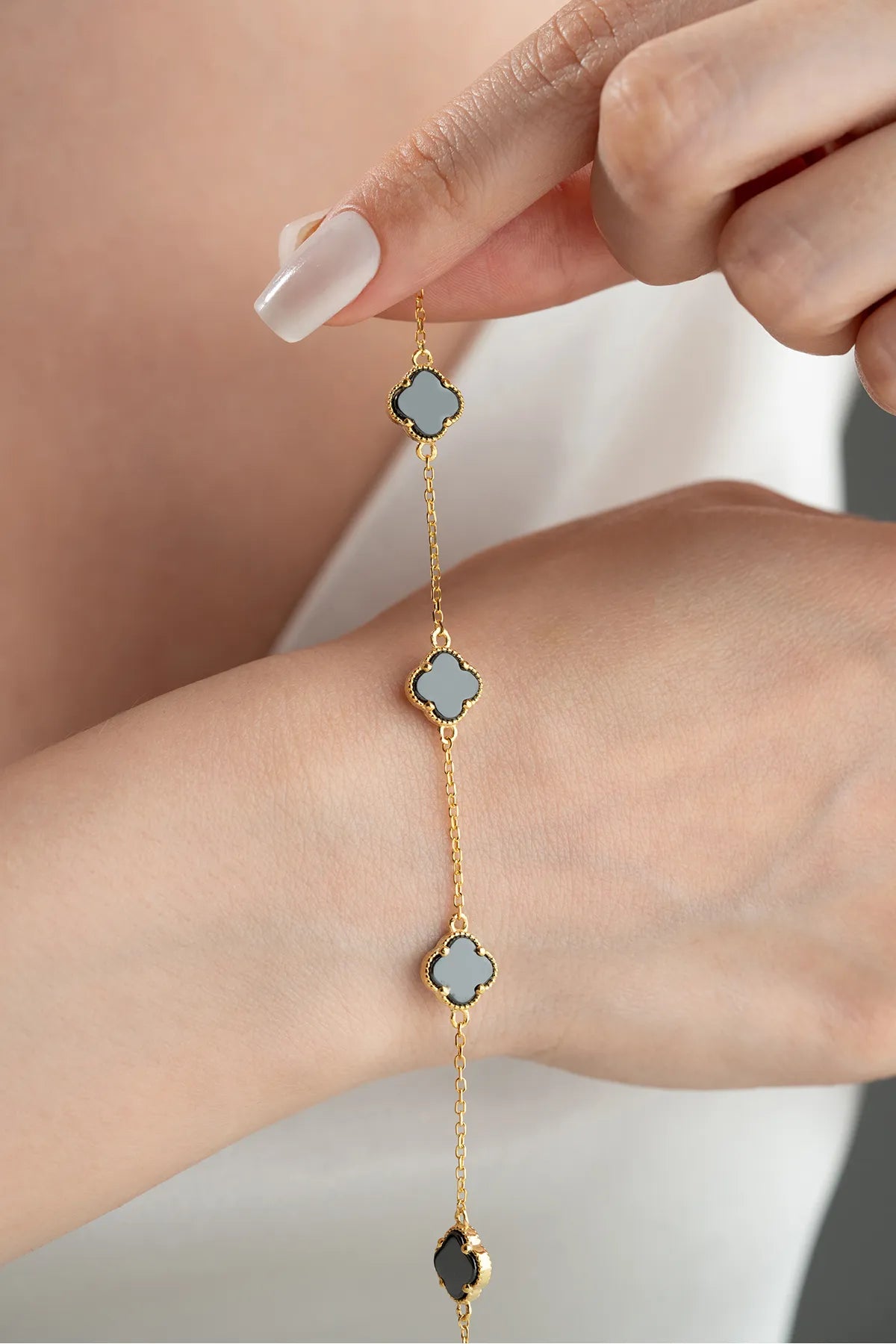 925 Silver Four Leaf Clover Bracelet