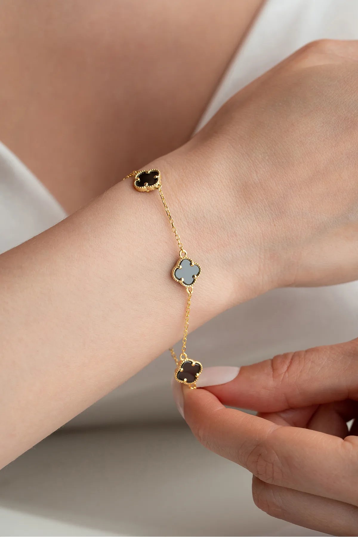 925 Silver Four Leaf Clover Bracelet