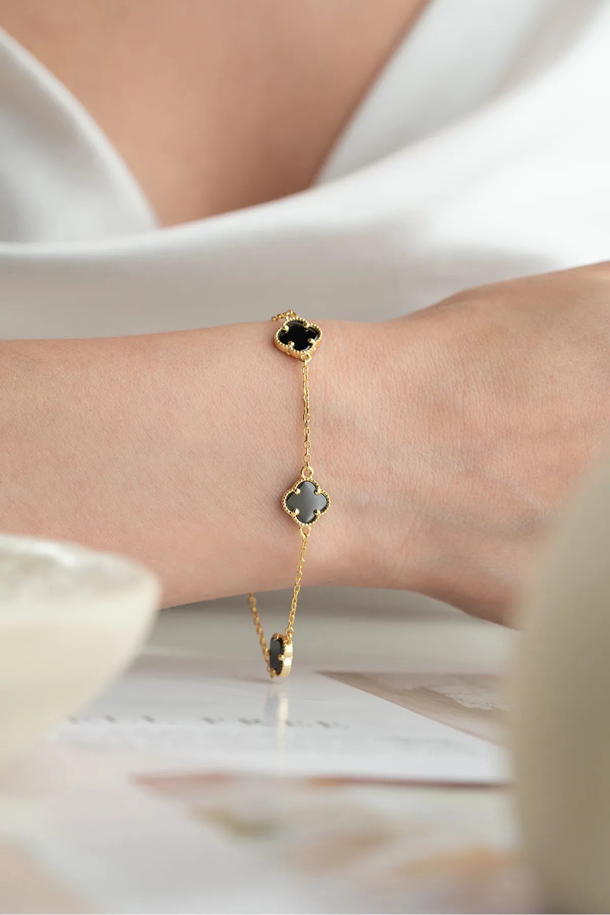 925 Silver Four Leaf Clover Bracelet