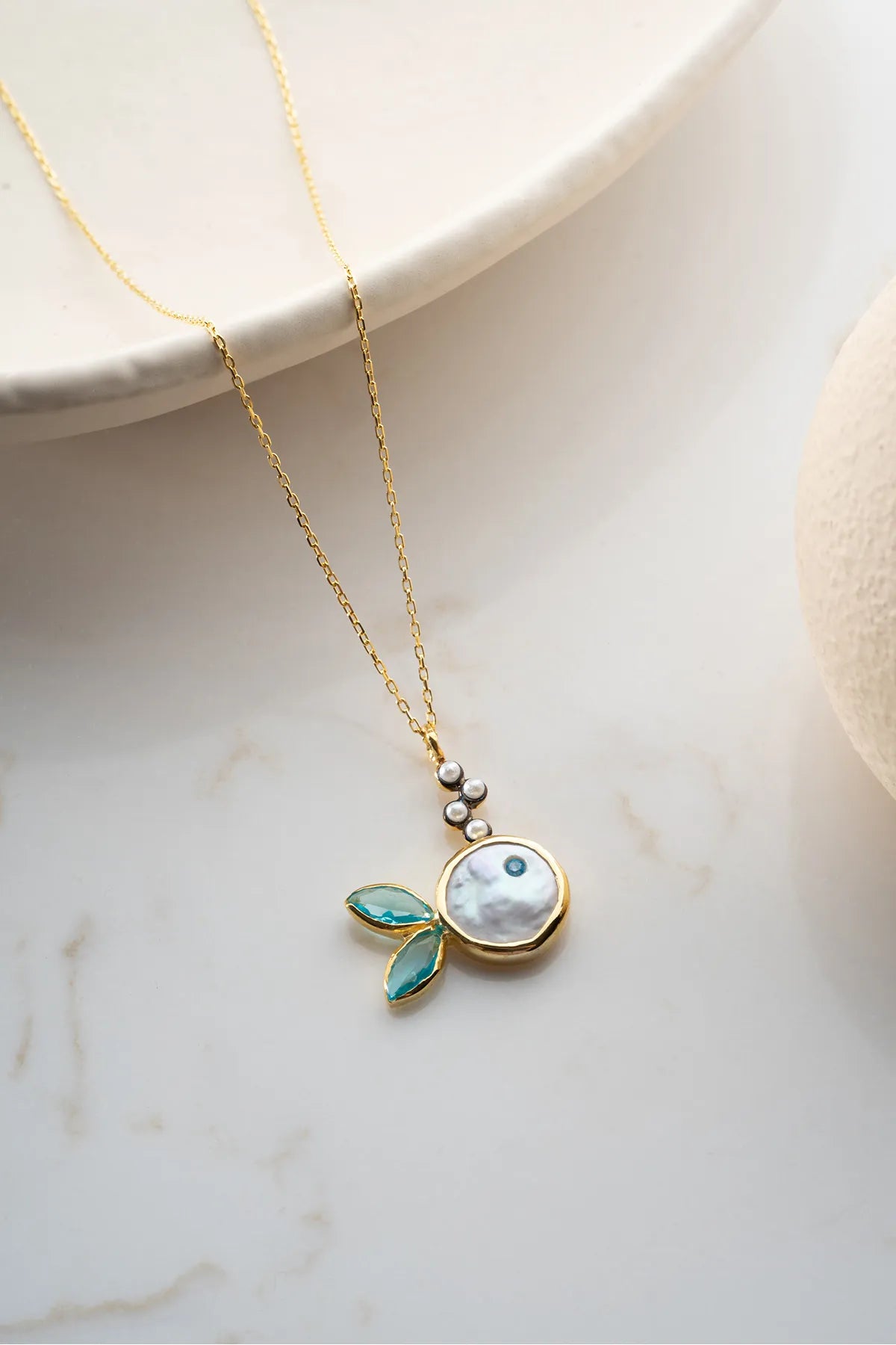 925 Sterling Zilveren Vis Ketting met Parelaccent