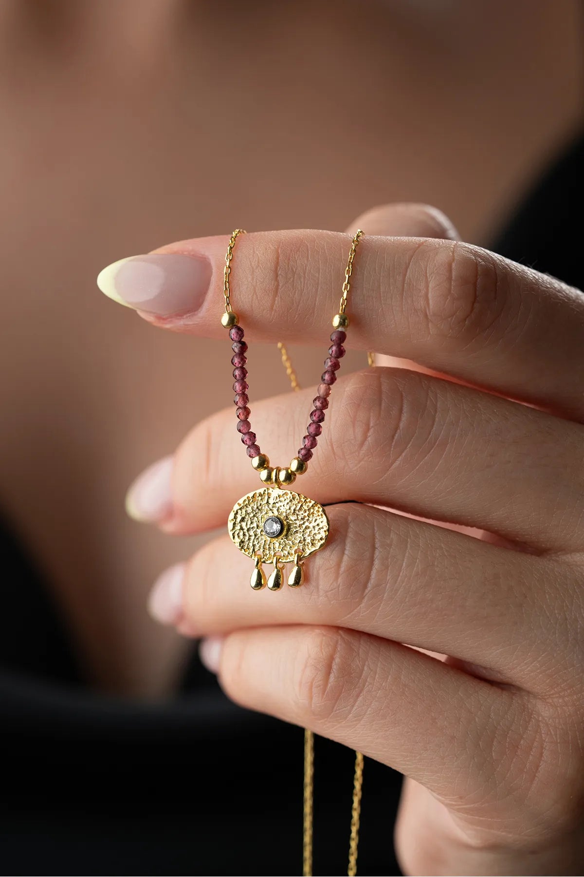 925 Sterling Zilveren Syrisch Oog Ketting met Kralen