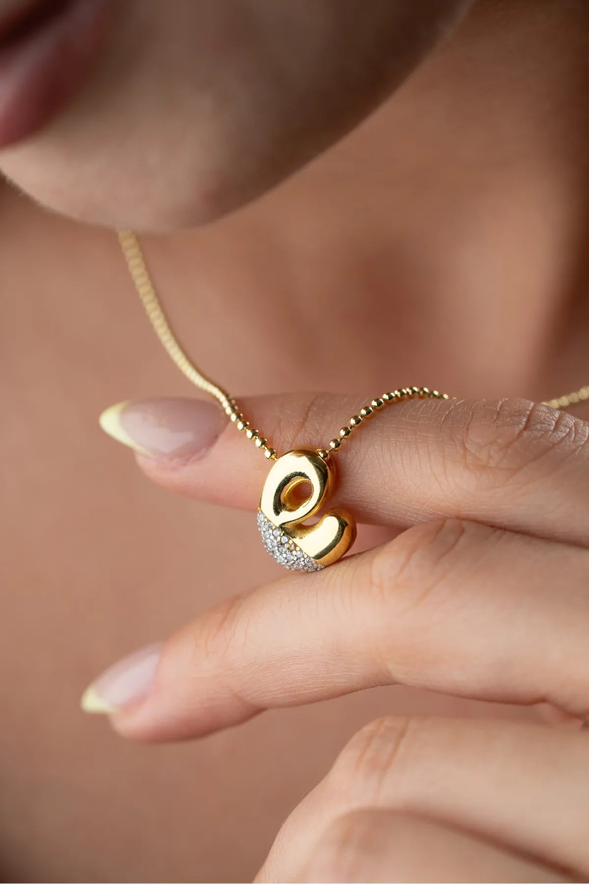 925 Sterling Zilveren Letterketting met Steentjes