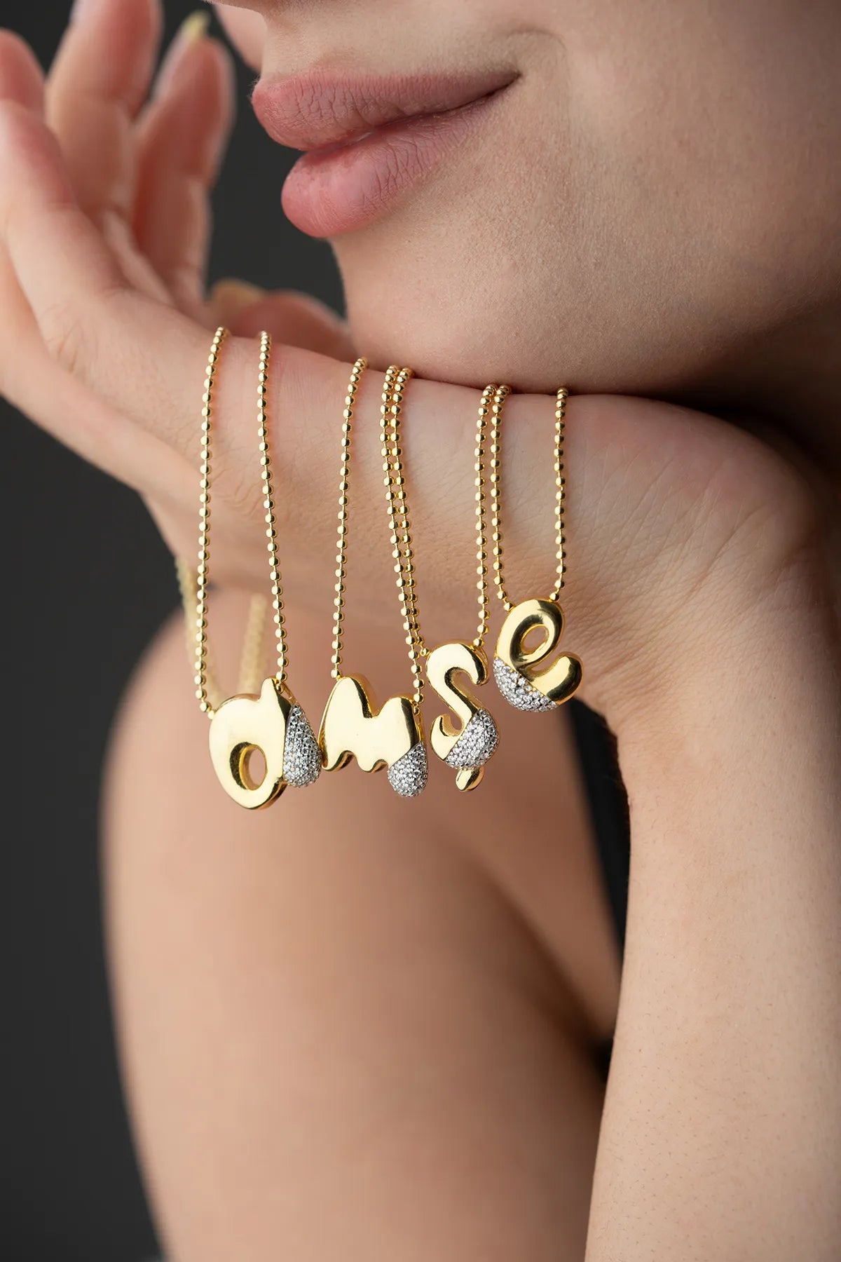 925 Sterling Zilveren Letterketting met Steentjes