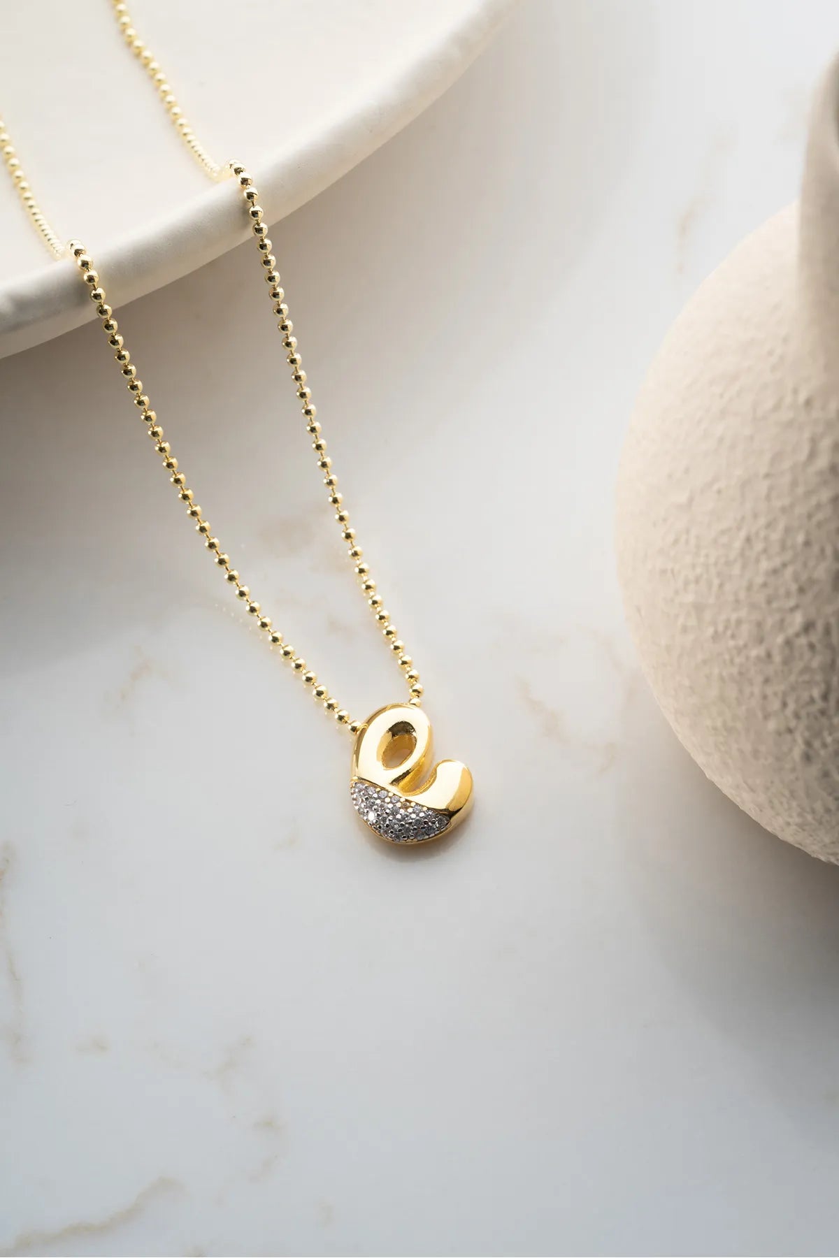 925 Sterling Zilveren Letterketting met Steentjes