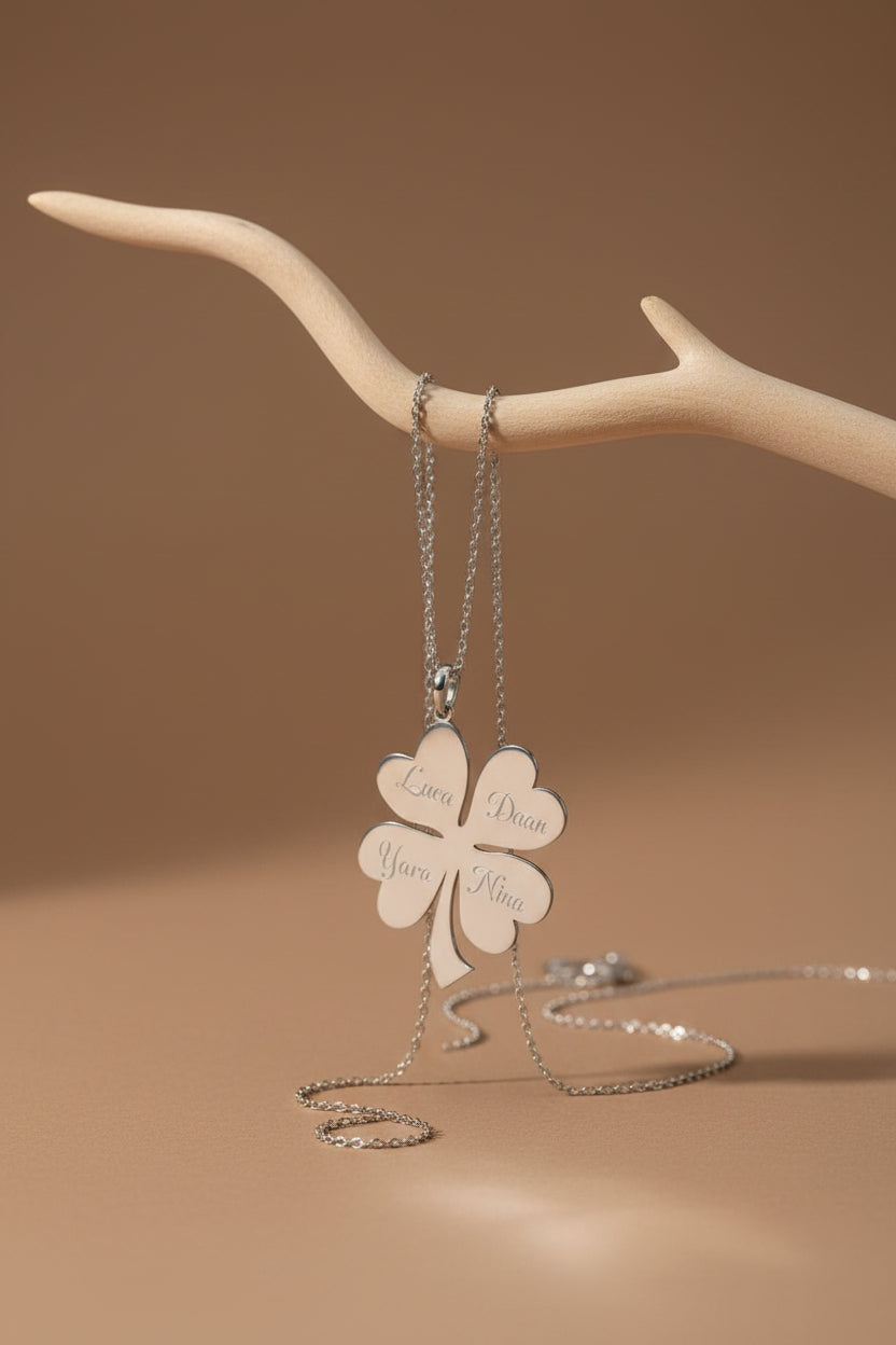 Personalized Clover Four Chain - 925 Sterling Silver