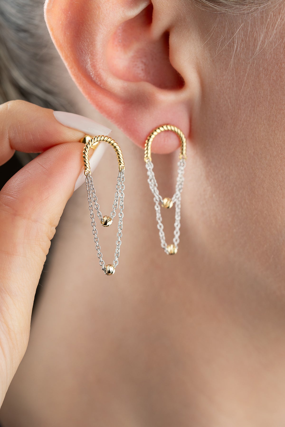 Necklaces-Hoop-Ohrringe ā Gold & Silver Combination