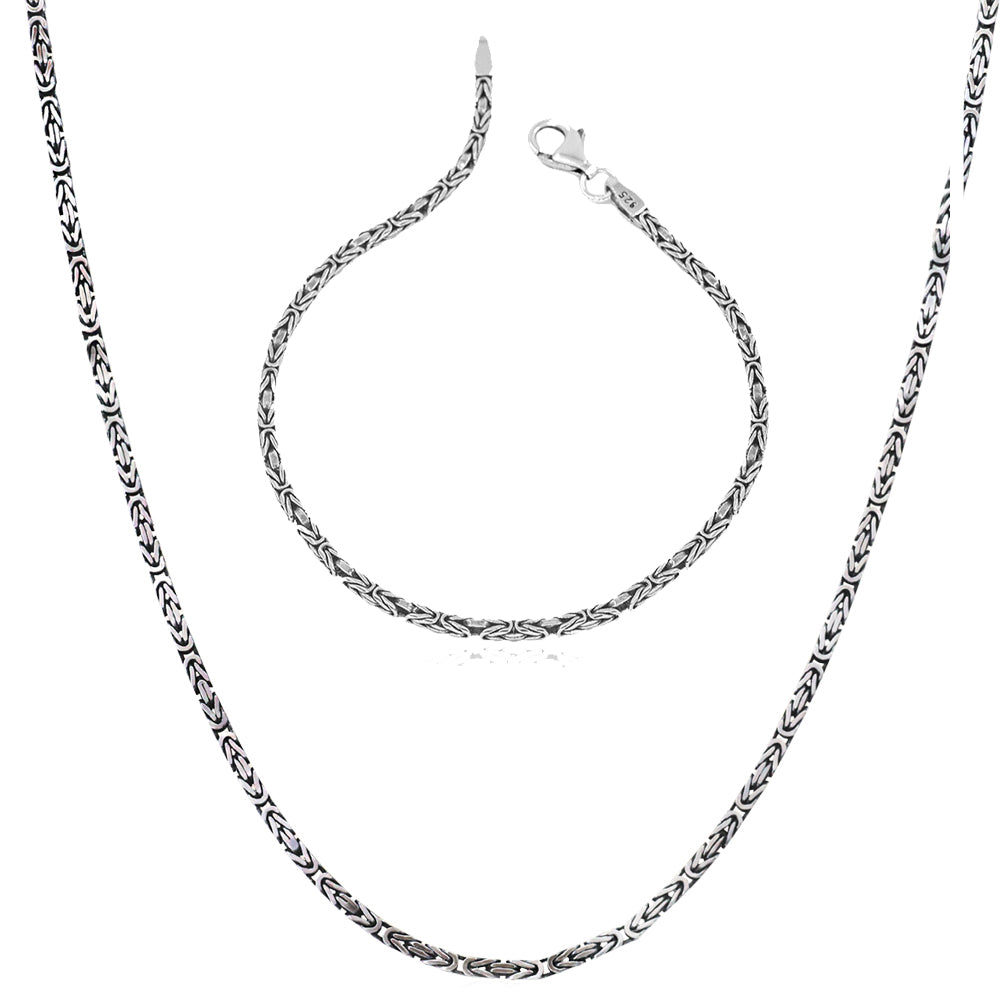 Silver set necklace & bracelet king link (2.2mm) BLCK003-S