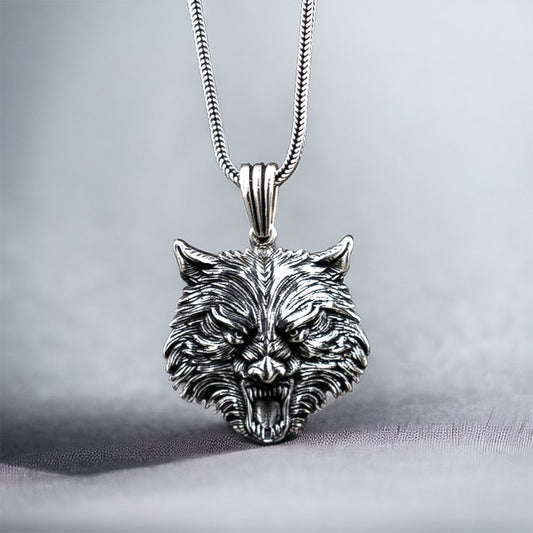 Silver Wolf Necklace Pendant BLYDK454