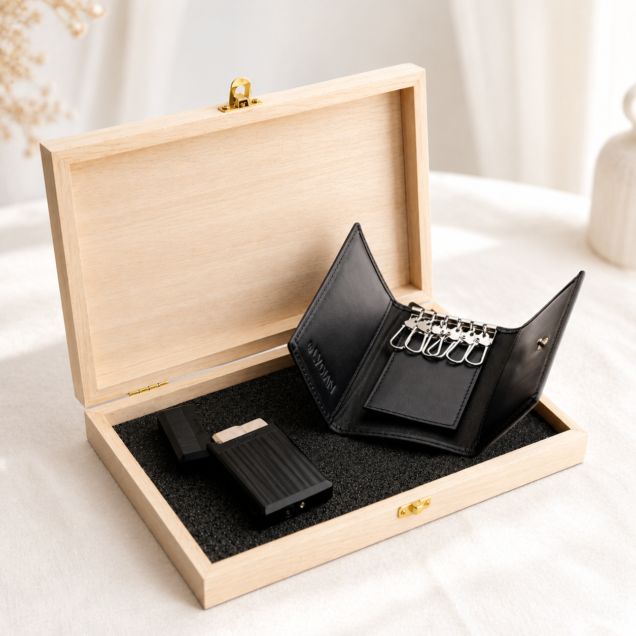 Personalized Leather Keychain & Lighter Gift Set