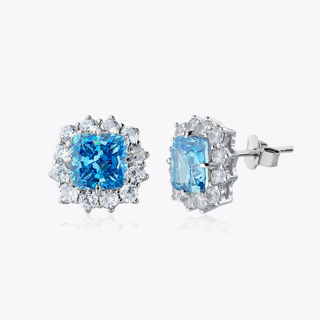 Silver luxury earrings with blue and white zirconias DMNK009