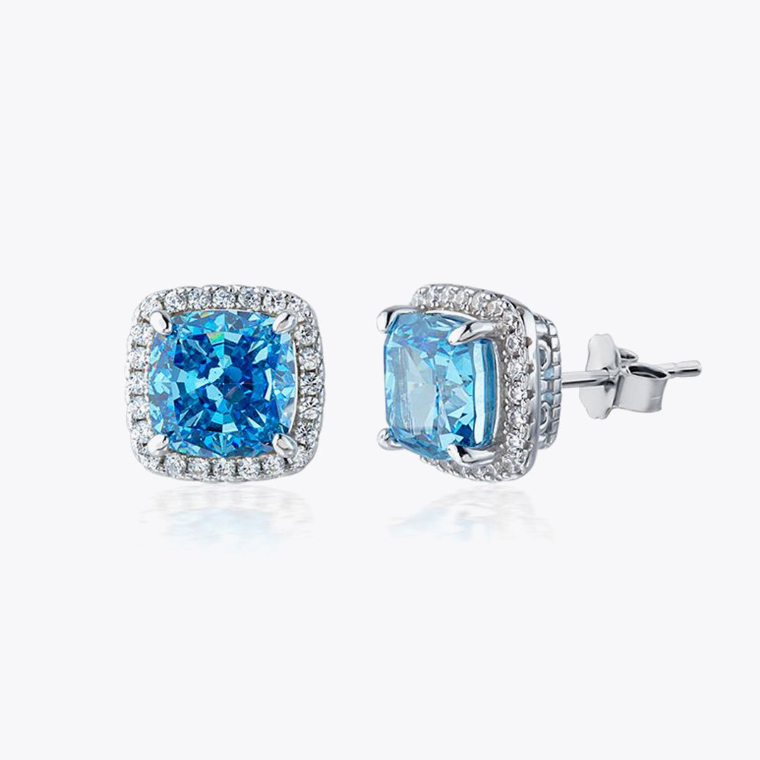 Silver luxury earrings with blue and white zirconias DMNK010