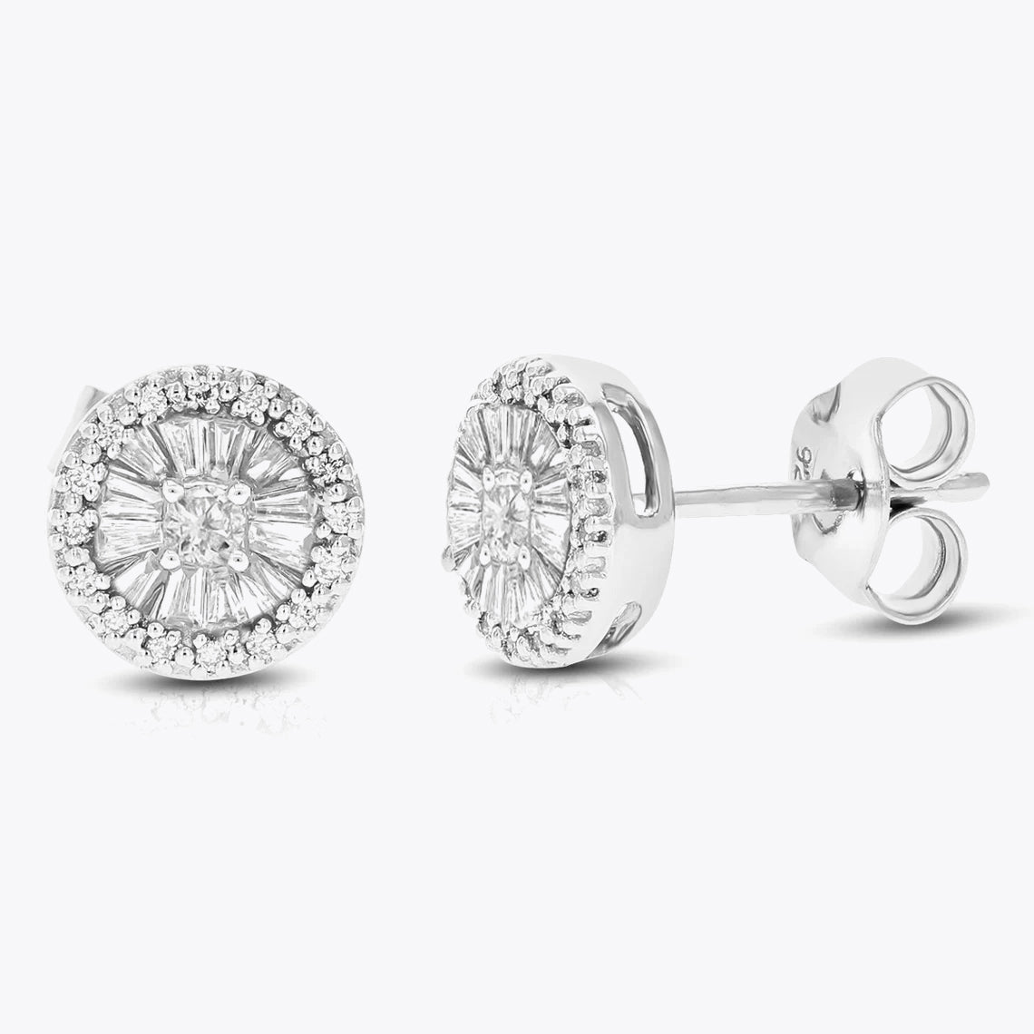 11mm silver stud earrings, set with white zirconias