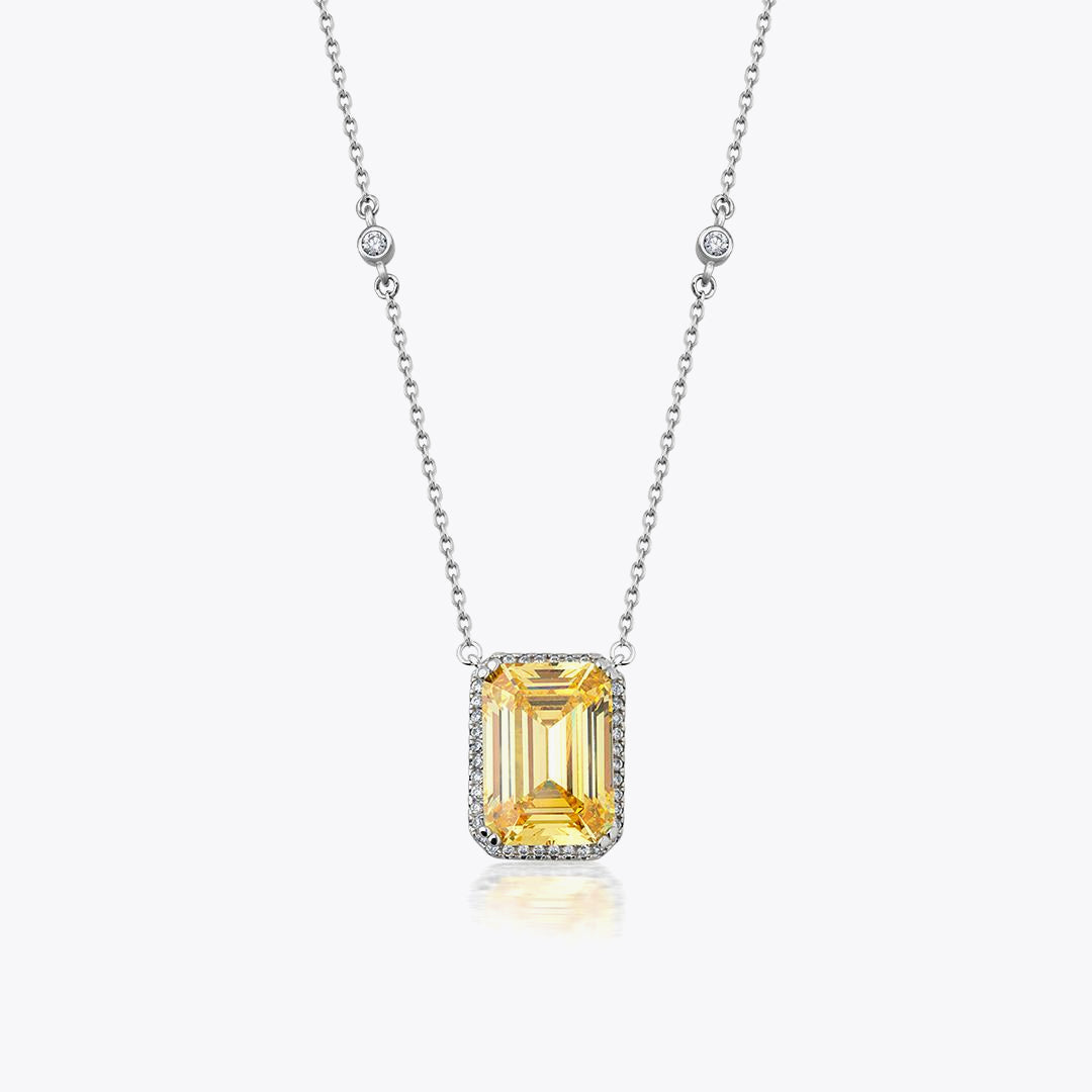 925 Sterling Silver Necklace with Baguette and Zircon Stones