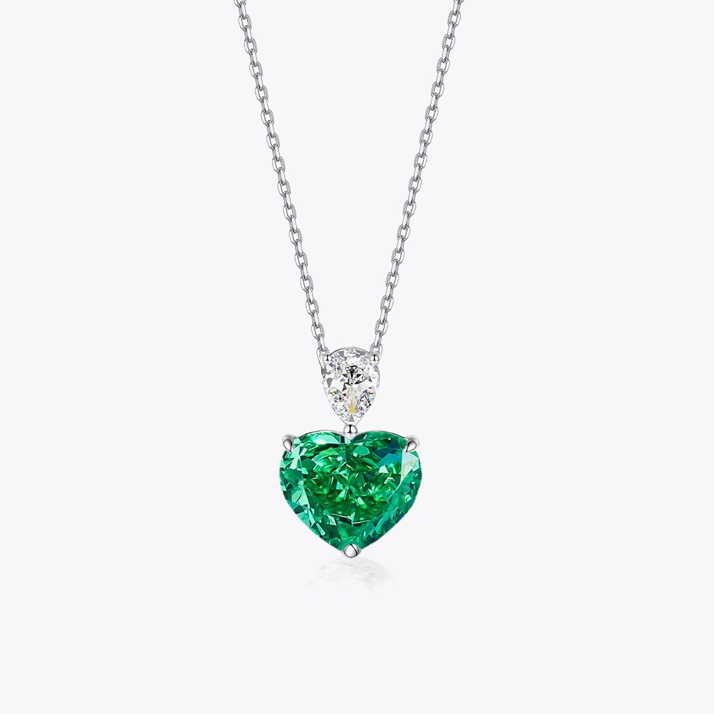 Heart -shaped green Zirconia 925 Sterling Silver Necklace