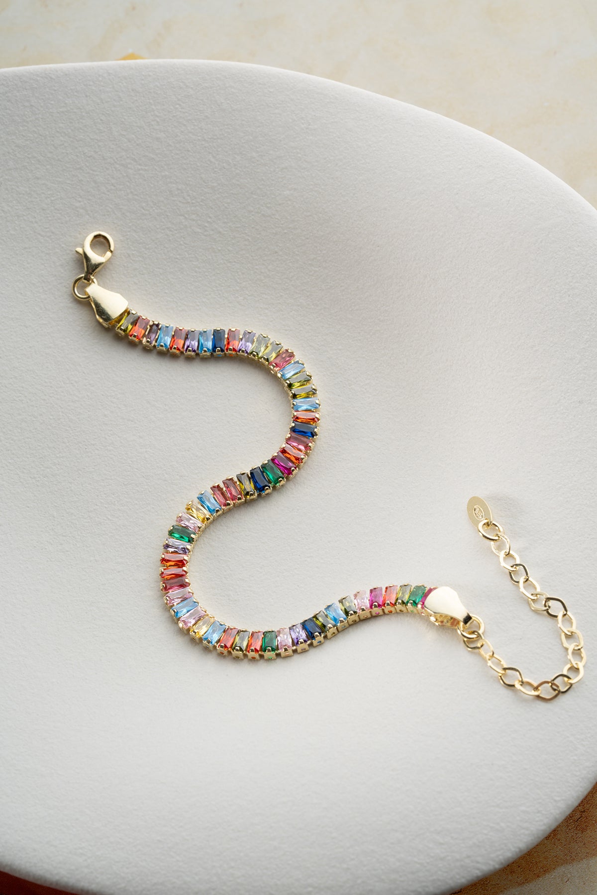 Bracelet with colorful stones - 925 silver gilded