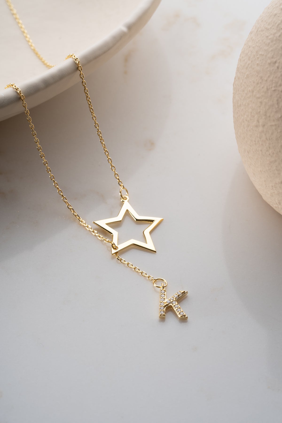 Starry Initial Ster & Letter Zilveren Ketting