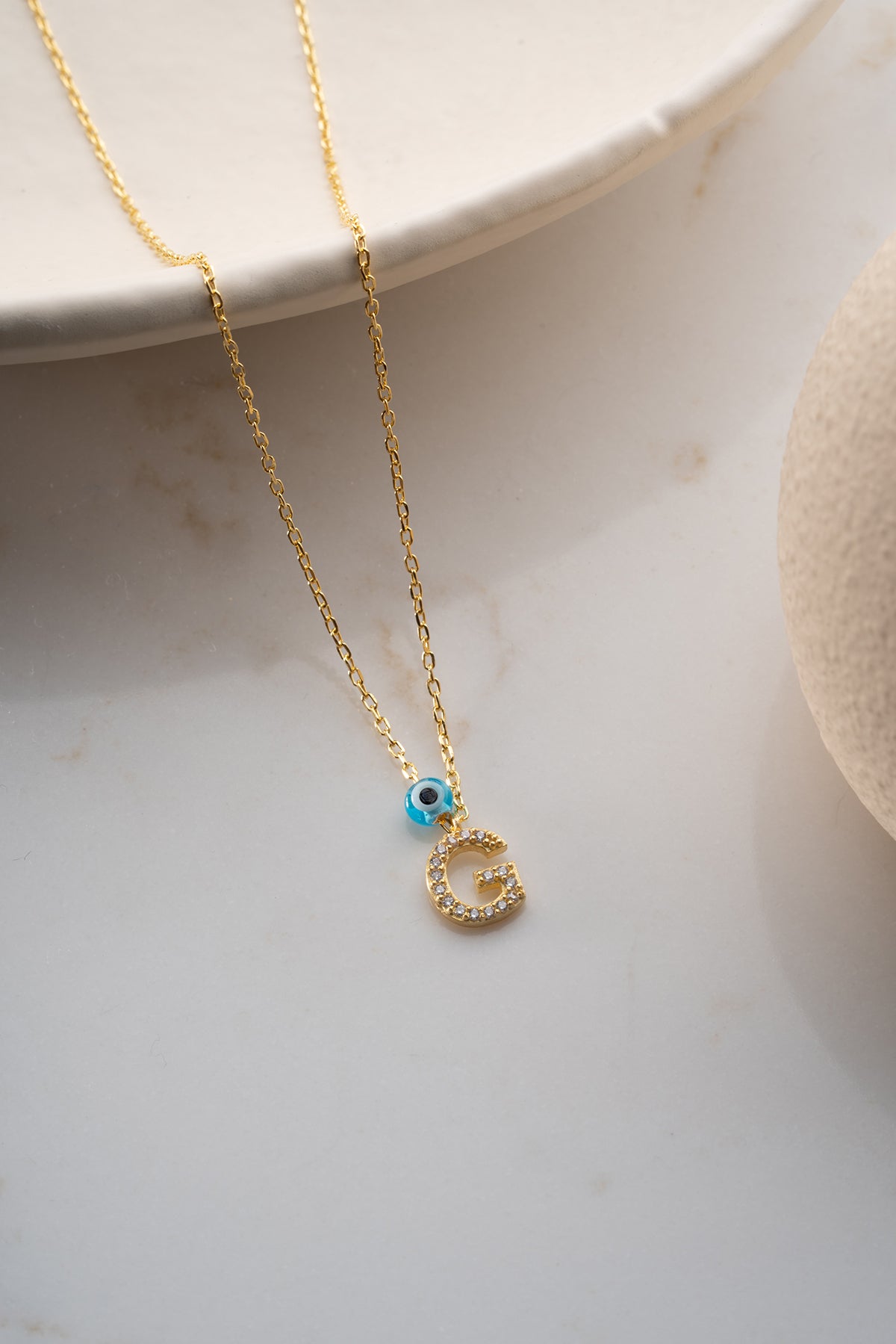 Evil Eye Initial Letter Zilveren Ketting
