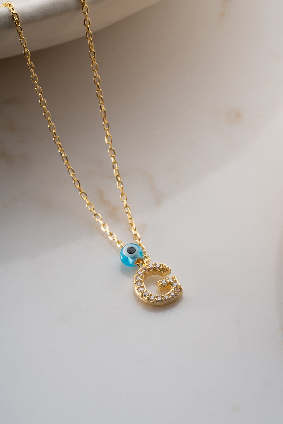 Evil Eye Initial Letter Zilveren Ketting