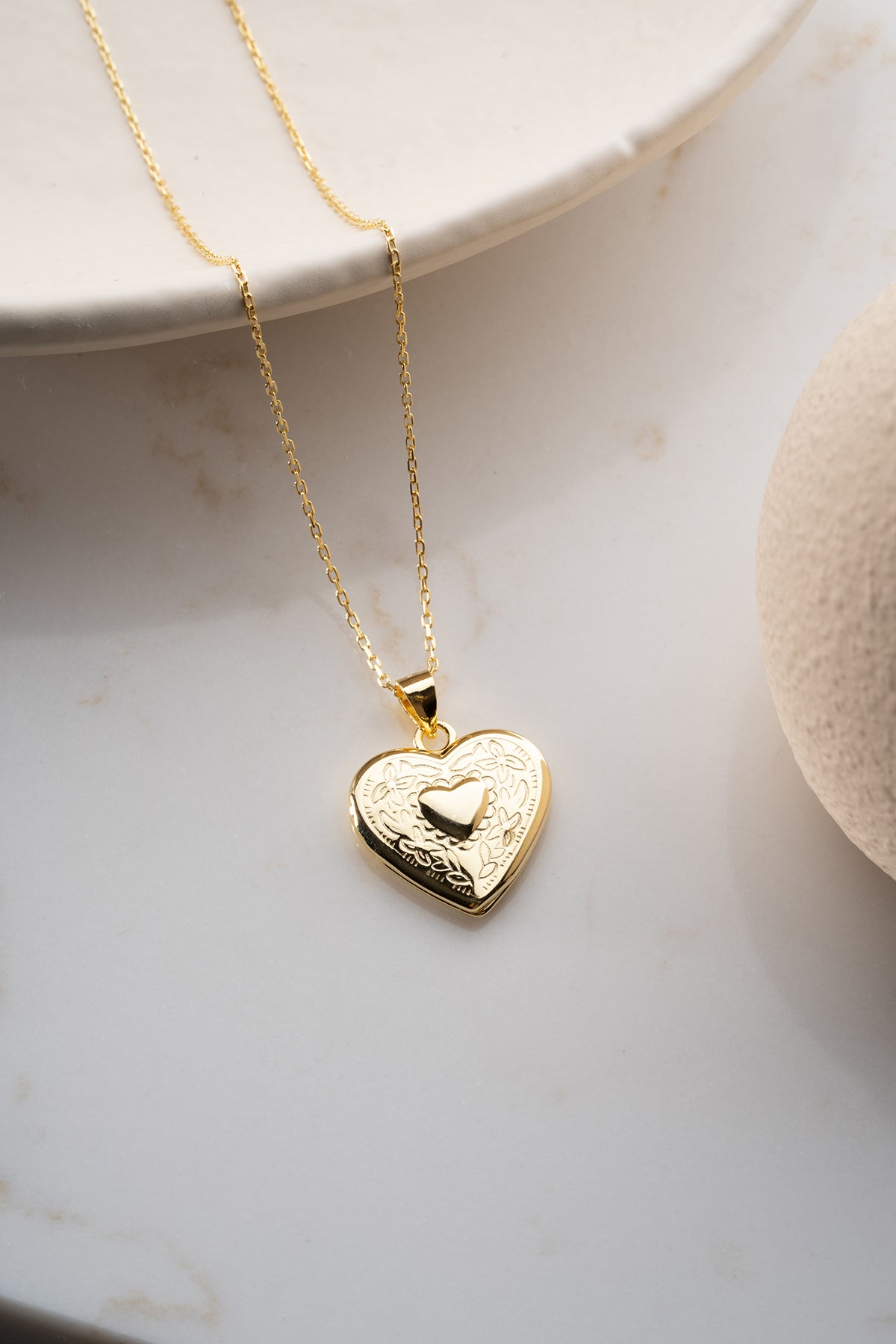 Golden Memory Hart Zilveren Medaillon Ketting
