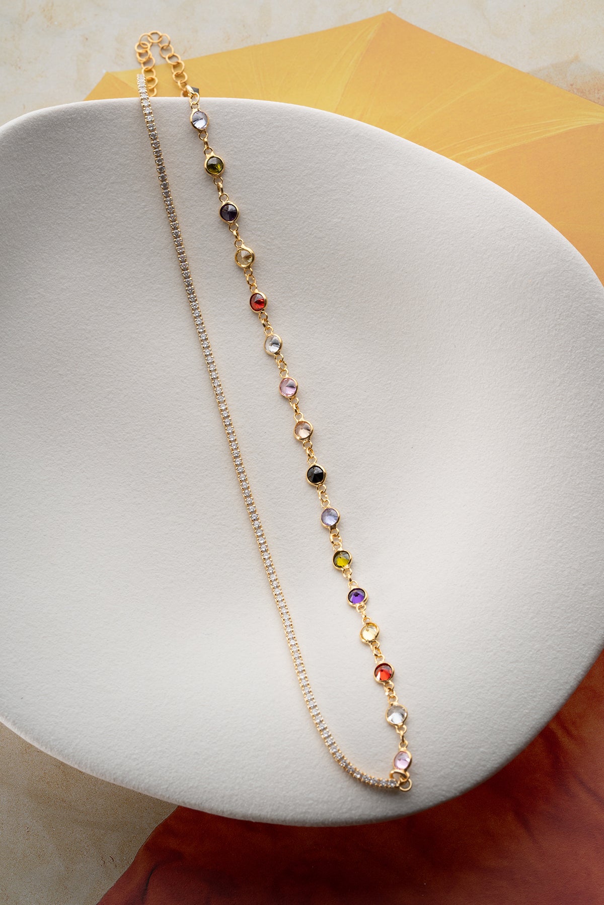 Ketting met gekleurde stenen – 925 Sterling Zilver – Rainbow Shine
