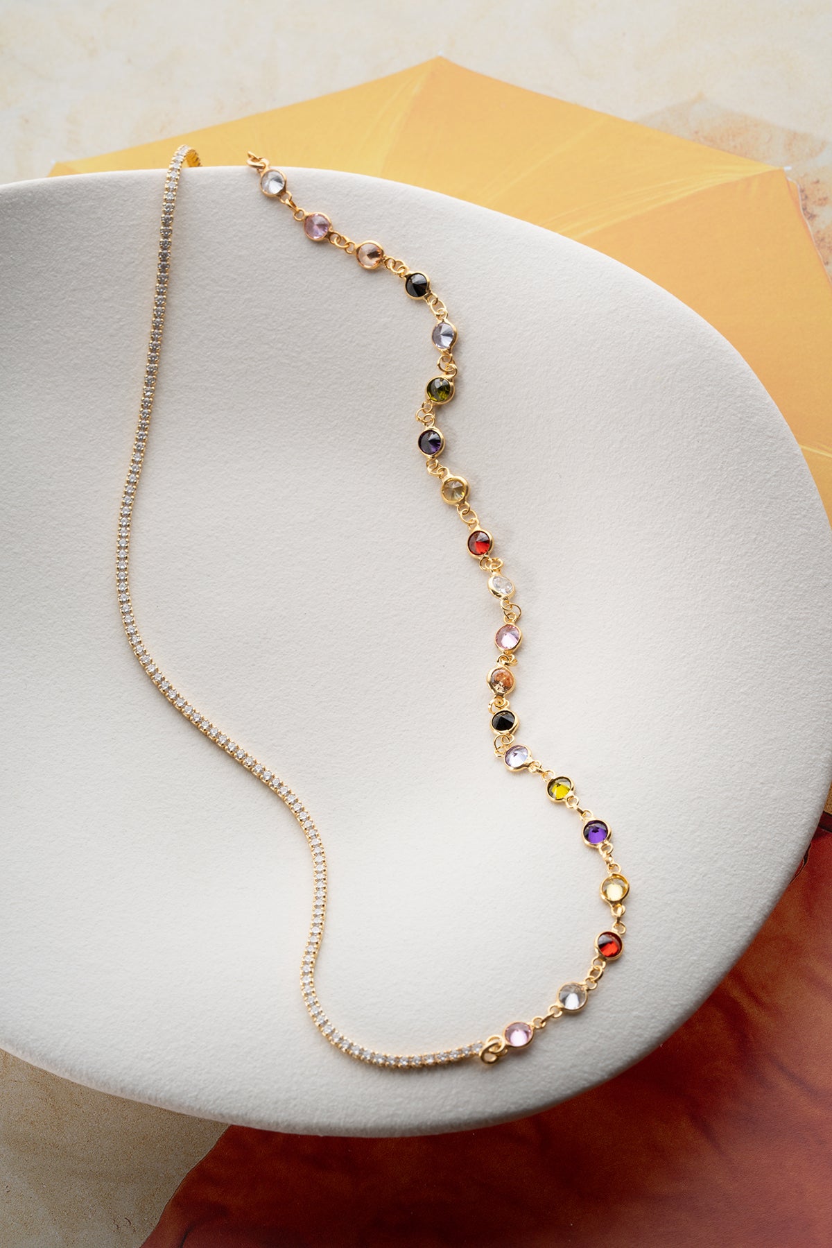 Ketting met gekleurde stenen – 925 Sterling Zilver – Rainbow Shine