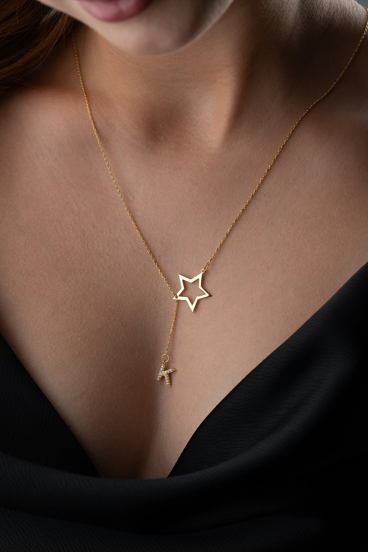 Starry Initial Ster & Letter Zilveren Ketting
