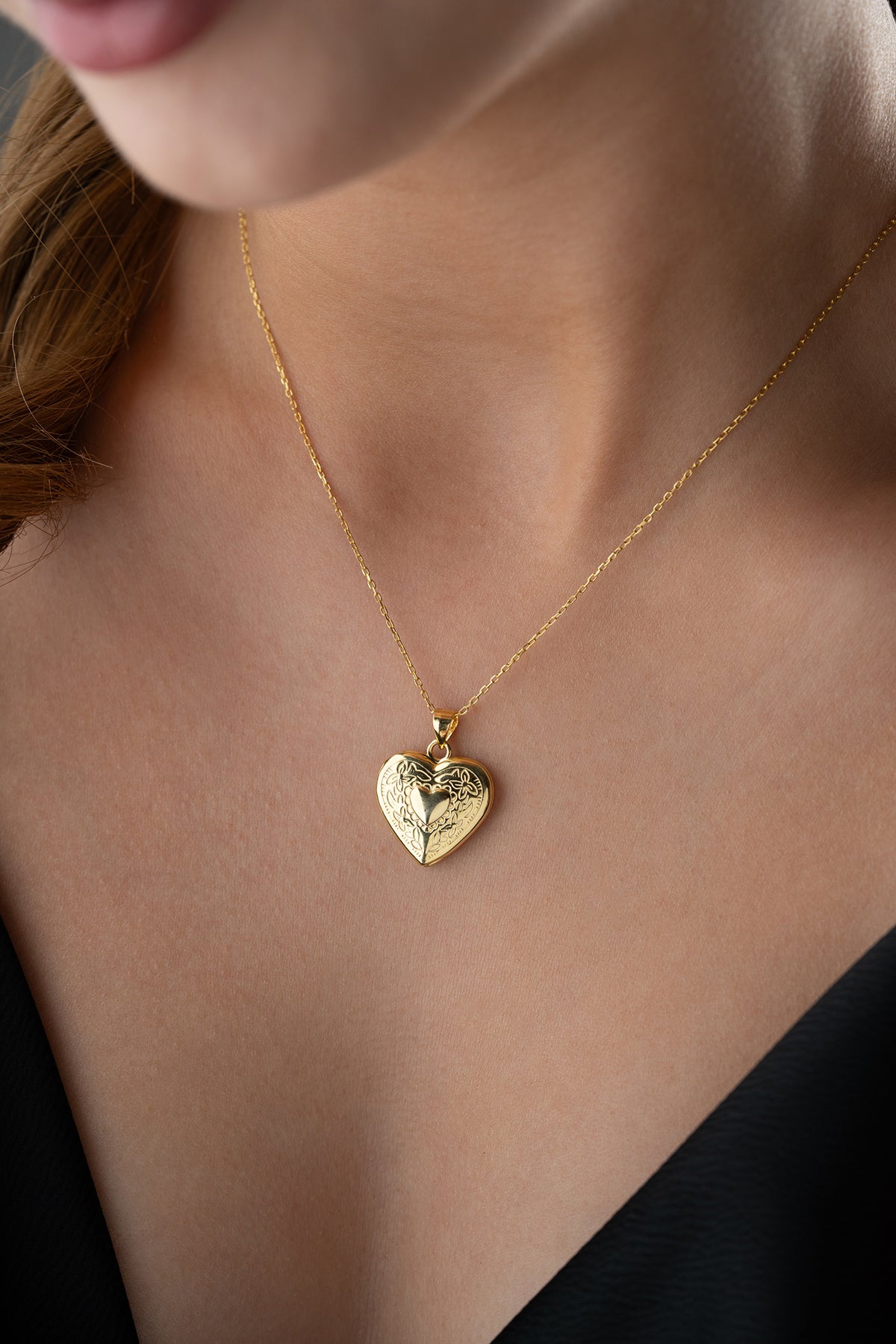 Golden Memory Hart Zilveren Medaillon Ketting